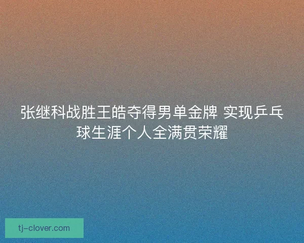 张继科战胜王皓夺得男单金牌 实现乒乓球生涯个人全满贯荣耀 张继科战胜王皓夺得男单金牌 实现乒乓球生涯个人全满贯荣耀